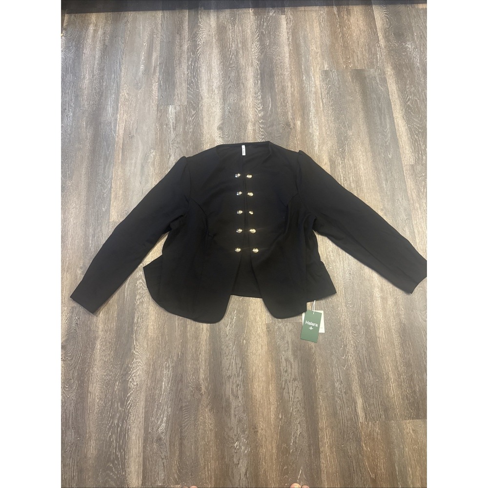 Halara Sculpknit Round Neck Long Sleeve Slim Work Blazer Black Size 1X NWT